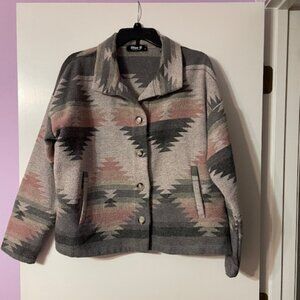 Blue B Collection Women’s Jacket Gray Pink Aztec Southwest Size Medium